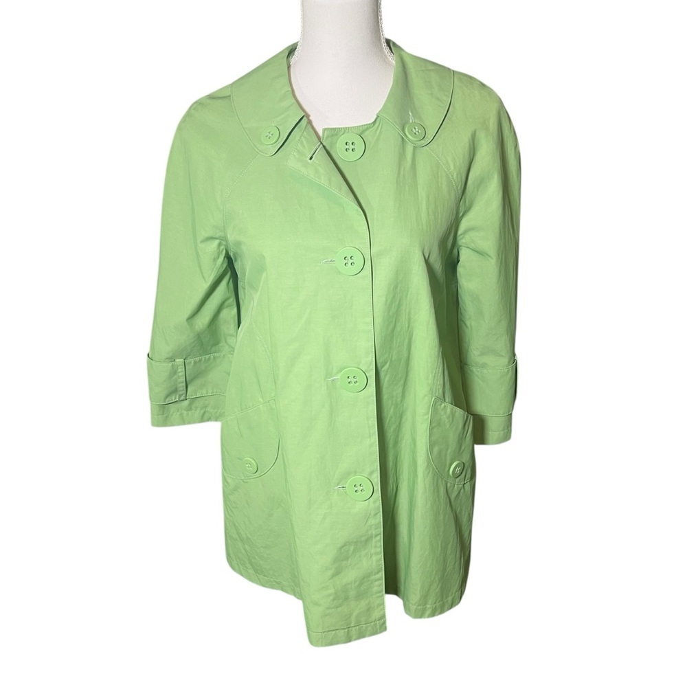 Anthropologie Tulle Pistachio Green A-Line Short Trench Coat  ‎ Size Large